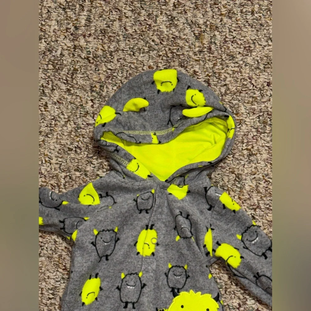 Boys 6 month Carter's Gray and Yellow Monster Footie pajamas